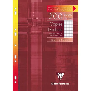 Lot de 200 copies doubles perforées - Petits carreaux - 210 x 297 mm : CLAIREFONTAINE Modèle