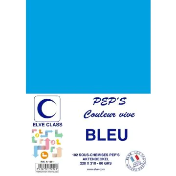 Sous-Chemise pour dossier A4 - Bleu ELVE Pep's Lot de 102