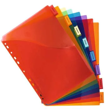 EXACOMPTA : Jeu de 8 intercalaires translucides polypropylène avec poche et porte-étiquette 4854E