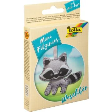 Kit de couture en feutrine pour fabriquer un Porte-clé - Raton Laveur : FOLIA Filzinies Modèle