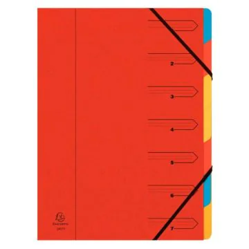 Trieur avec élastiques - 7 compartiments - Rouge (EXACOMPTA 54075E : Classement)