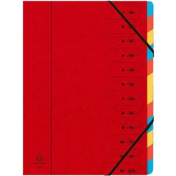 54125E EXACOMPTA : Trieur avec élastiques - 12 compartiments - Rouge photo