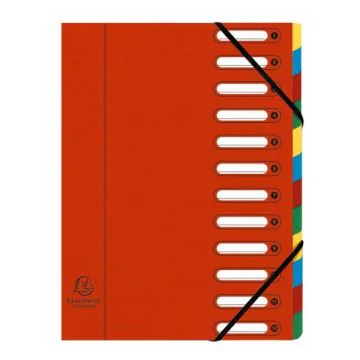 Trieur avec élastiques - Rouge - 12 compartiments EXACOMPTA