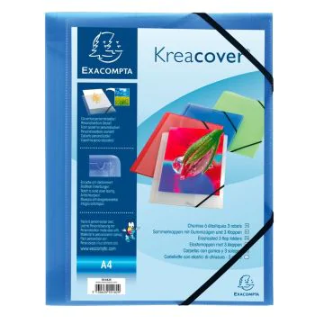 EXACOMPTA 55182E chemises Kreacover à élastiques - bleu opaque