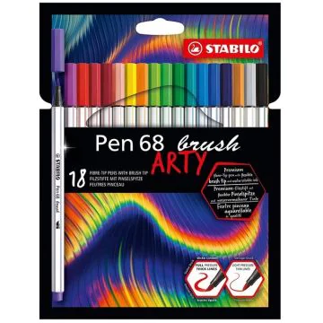 Stylo-feutre Pen 68 Brush Arty STABILO Lot de 18