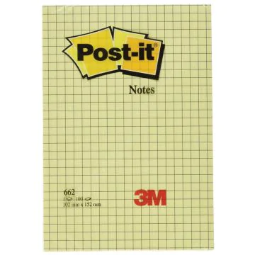 Notes adhésives quadrillées - Jaune - 102 x 152 mm POST-IT 