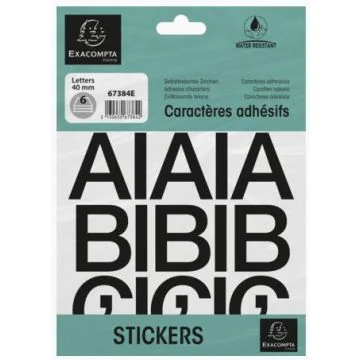 Pochette de Lettres adhésives de A à Z - 40 mm - Noir : EXACOMPTA image