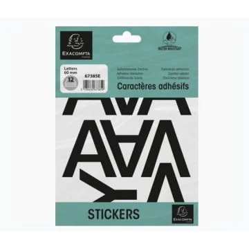 Pochette de Lettres adhésives de A à Z - 60 mm - Noir : EXACOMPTA image