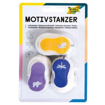 Perforateurs Lapin, Libellule et Elephant FOLIA Lot de 3 - image