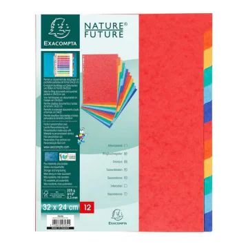 Jeu de 12 Intercalaires 24 x 32 cm en carte lustrée - Assortiment EXACOMPTA 