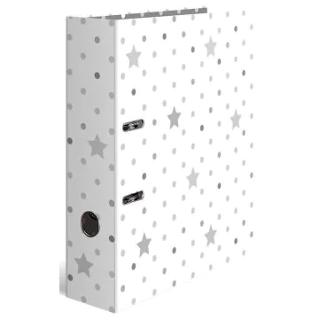 Classeur à levier - Dos de 70 mm - Motifs étoilés - Blanc à étoiles grises HERMA Stars