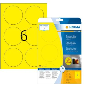 Étiquettes adhésives de signalisation - Jaune - diamètre 85 mm HERMA 8035 Signal