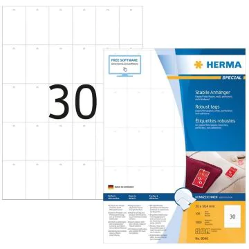 Etiquettes de prix imprimables et perforées - 35 x 59,4 mm - Blanc HERMA Lot de 3000