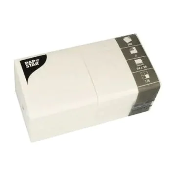 Serviettes de table Cocktail - 240 x 240 mm - Blanc : PAP STAR Lot de 200 face