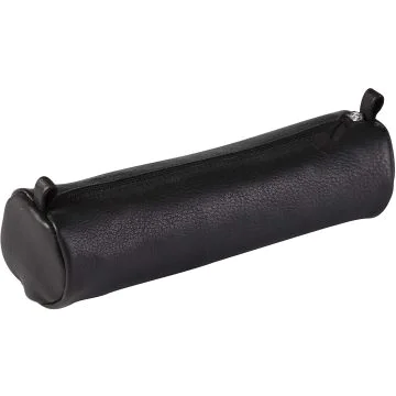 Trousse ronde pour stylos - Cuir Noir vieilli - 21 cm : CLAIREFONTAINE Visuel