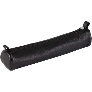 Trousse ronde pour stylos - Cuir Noir vieilli - 18 cm : CLAIREFONTAINE Modèle