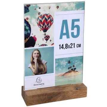 Présentoir avec socle en bois - Vertical - A5 - Cristal : EXACOMPTA Office image