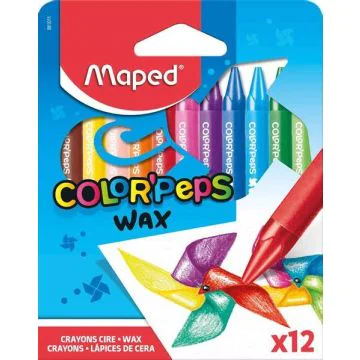 Lot de 12 Crayons à la cire Color'Peps Wax - 5 mm - Assortiment : MAPED Visuel