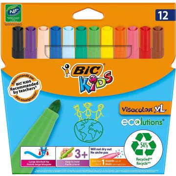 Etui de 12 feutres - Visacolor XL - Assortiment : BIC KIDS Modèle