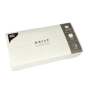 Serviettes de table unies - Blanc PAP STAR Lot de 150 