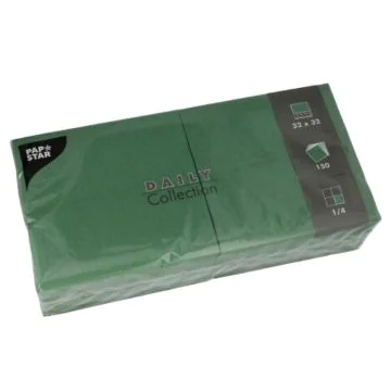 Photo Lot de 250 serviettes de table unies Vert foncé PAP STAR Restaurant