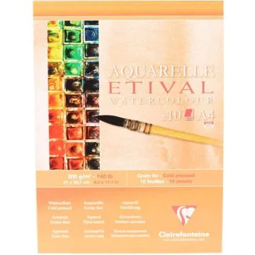 Bloc étude aquarelle A4 - 210 x 297 mm - Lot de 5 : CLAIREFONTAINE Etival image