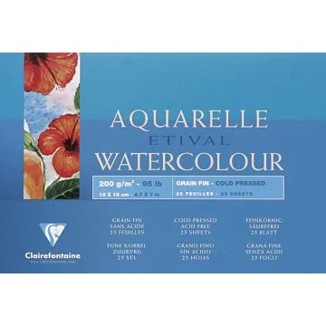 Bloc aquarelle - 120 x 180 mm - 200 g/m2 - Lot de 2 : CLAIREFONTAINE Etival Watercolour image