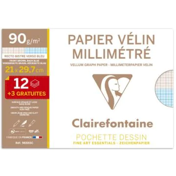 Papier Millimétré A4 CLAIREFONTAINE Lot de 15