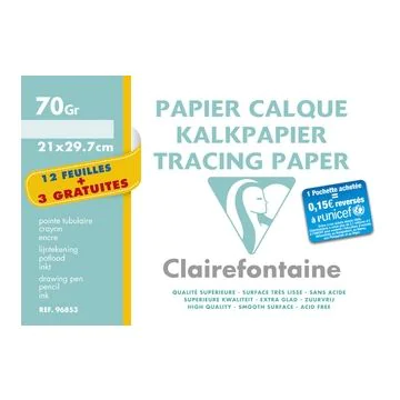 Papier calque - 70 g - A4 : CLAIREFONTAINE (96853C)  