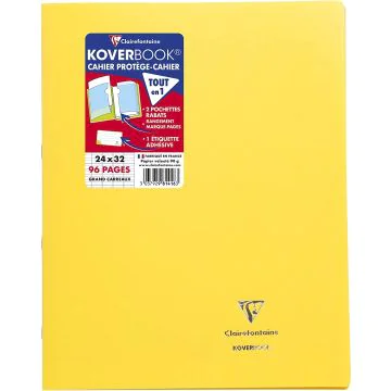 CLAIREFONTAINE : Cahier Séyès 96 pages - 240 x 320 mm - KOVERBOOK Jaune Photo