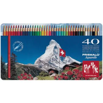 999.340 CARAN D'ACHE : Étui de 40 crayons de couleurs hexagonal Prismalo  - Assortiment