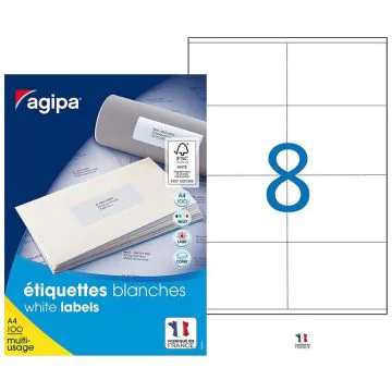 Étiquettes adhésives blanches - 105 x 70 mm AGIPA 119003 