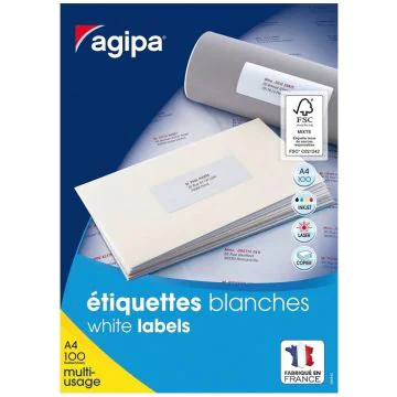 Étiquettes adhésives blanches - 105 x 42 mm : AGIPA 119008 Lot de 1400 Visuel