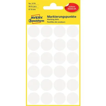 AVERY Lot de 96 pastilles adhésives 18 mm - Blanc