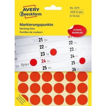 AVERY Lot de 1056 pastilles adhésives 18 mm - Rouge