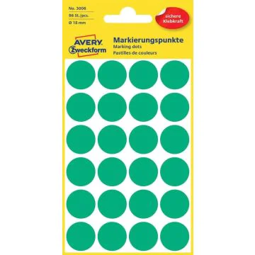 AVERY : Lot de 96 pastilles adhésives 18 mm - Vert modèle