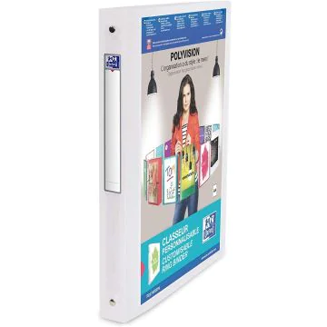 Classeur personnalisable 4 anneaux Polyvision - Dos 30 mm Incolore OXFORD