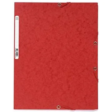 Chemise à élastiques 3 rabats Carte lustrée 400g - Rouge : EXACOMPTA Visuel