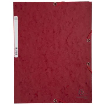 Chemise à élastiques 3 rabats Carte lustrée 400g - Cerise : EXACOMPTA Photo