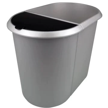 Poubelle en plastique - Duo System - Argent/Noir HELIT