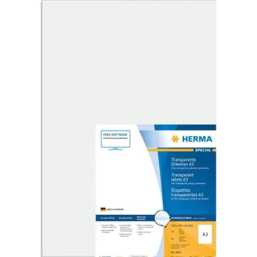 HERMA Étiquettes transparentes A3 - 297 x 420 mm 8694