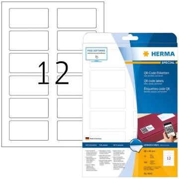 Étiquettes blanches pour codes QR 80 x 40 mm HERMA 9643