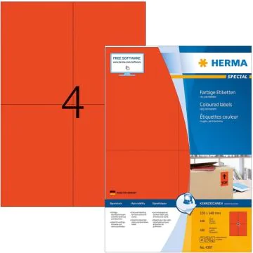 4397 HERMA : Étiquettes adhésives - Multi-usages - 105,0 x 148,0 mm - Rouge