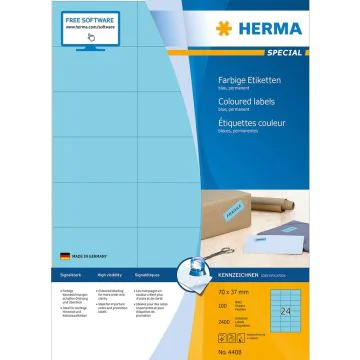 4408 HERMA : Étiquettes adhésives - Multi-usages - 70,0 x 37,0 mm - Bleu
