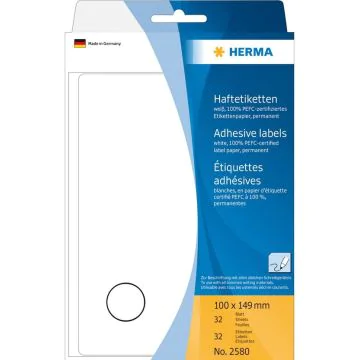 HERMA : Lot de 32 étiquettes adhésives - 100,0 x 149,0 mm - Blanc
