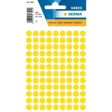 HERMA : Lot de 540 étiquettes adhésives rondes - 8,0  mm - Jaune