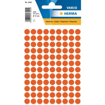 HERMA : Lot de 540 étiquettes adhésives rondes - 8,0  mm - Rouge