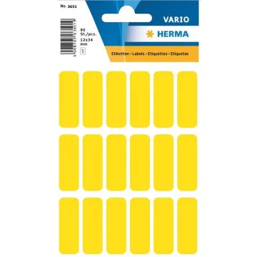 HERMA : Lot de 90 étiquettes adhésives - 12,0 x 34,0 mm - Jaune