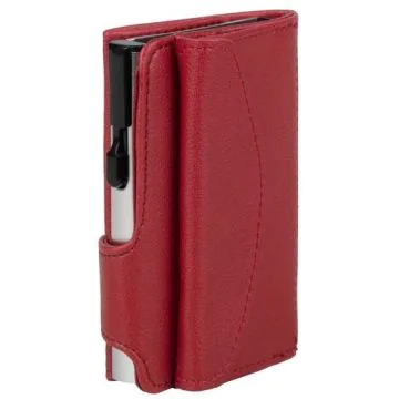 Photo Porte-monnaie avec porte-cartes - Simili-cuir - Rouge / Argent CLICKSAFE