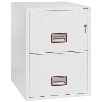 Photo Armoire ignifugée 1H30 Dossiers suspendus 2 tiroirs Serrure à clé PHOENIX FIRE FILE FS2252K